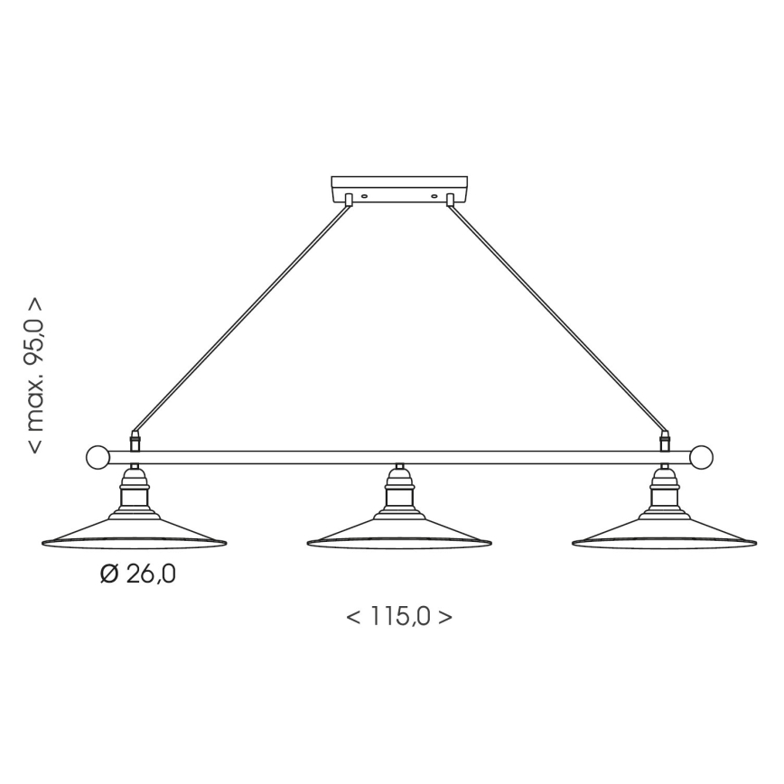 BRILAGI - Hanglamp aan snoer FORGE 3xE27/60W/230V koper/patina