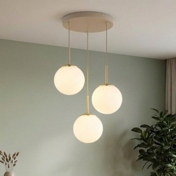 Brilagi - Hanglamp aan snoer MILO ECRU 3xE27/60W/230V beige/goud