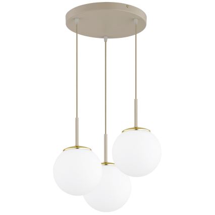 Brilagi - Hanglamp aan snoer MILO ECRU 3xE27/60W/230V beige/goud