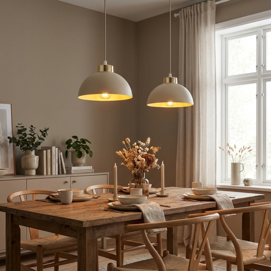BRILAGI - Hanglamp aan snoer MOON 2xE27/60W/230V beige/goud