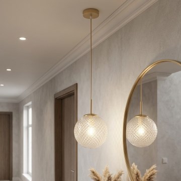 Brilagi - Hanglamp aan snoer STELLA 1xE27/60W/230V Ø 18 cm beige/goud