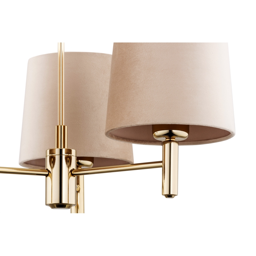 Brilagi - Hanglamp aan stang MONTE 3xE27/15W/230V beige/goud