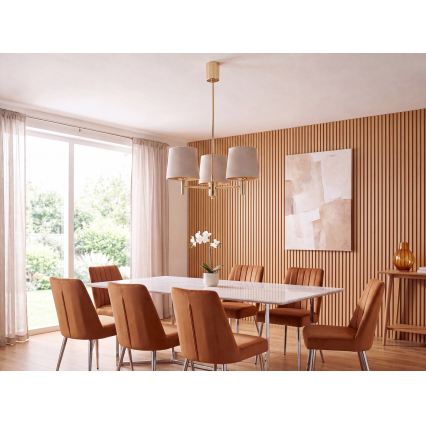 Brilagi - Hanglamp aan stang MONTE 3xE27/15W/230V beige/goud