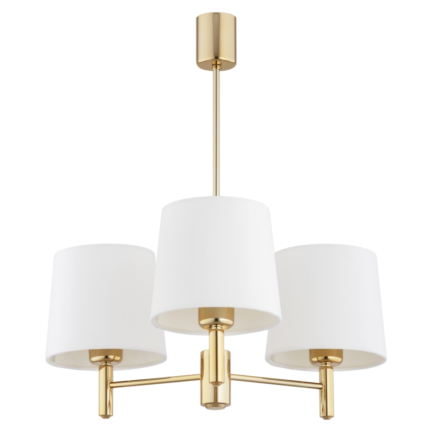 Brilagi - Hanglamp aan stang MONTE 3xE27/60W/230V crème/goud