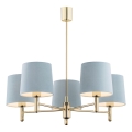 Brilagi - Hanglamp aan stang MONTE 5xE27/15W/230V blauw/goud