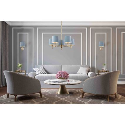Brilagi - Hanglamp aan stang MONTE 5xE27/15W/230V blauw/goud