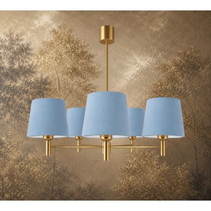Brilagi - Hanglamp aan stang MONTE 5xE27/15W/230V blauw/goud