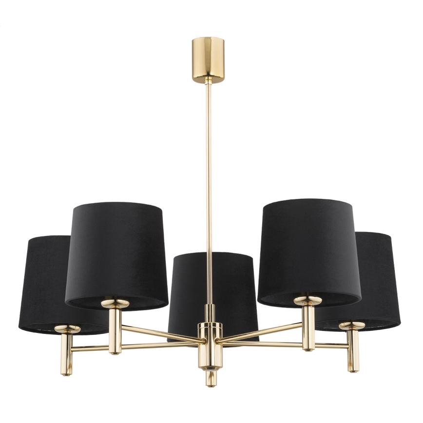Brilagi - Hanglamp aan stang MONTE 5xE27/15W/230V zwart/goud