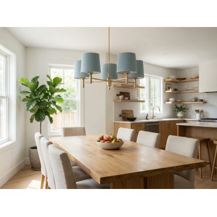 Brilagi - Hanglamp aan stang MONTE 5xE27/60W/230V blauw/goud