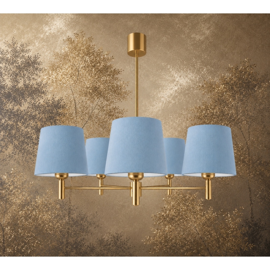 Brilagi - Hanglamp aan stang MONTE 5xE27/60W/230V blauw/goud