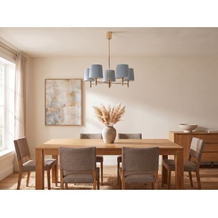 Brilagi - Hanglamp aan stang MONTE 5xE27/60W/230V blauw/goud