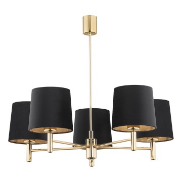 Brilagi - Hanglamp aan stang MONTE 5xE27/60W/230V zwart/goud