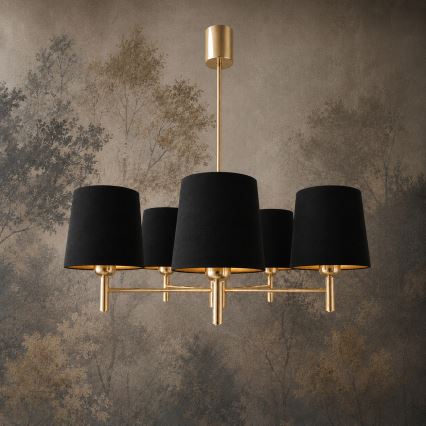 Brilagi - Hanglamp aan stang MONTE 5xE27/60W/230V zwart/goud