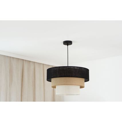 Brilagi - Hanglamp aan kabel ASPEN LUNETA 1xE27/15W/230V Ø 45 cm zwart/beige/crème