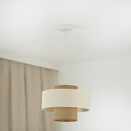 Brilagi - Hanglamp aan kabel DALLAS 1xE27/15W/230V Ø 30 cm bruin/crème/wit