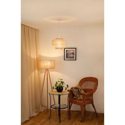 Brilagi - Hanglamp aan kabel DALLAS 1xE27/15W/230V Ø 30 cm bruin/crème/wit