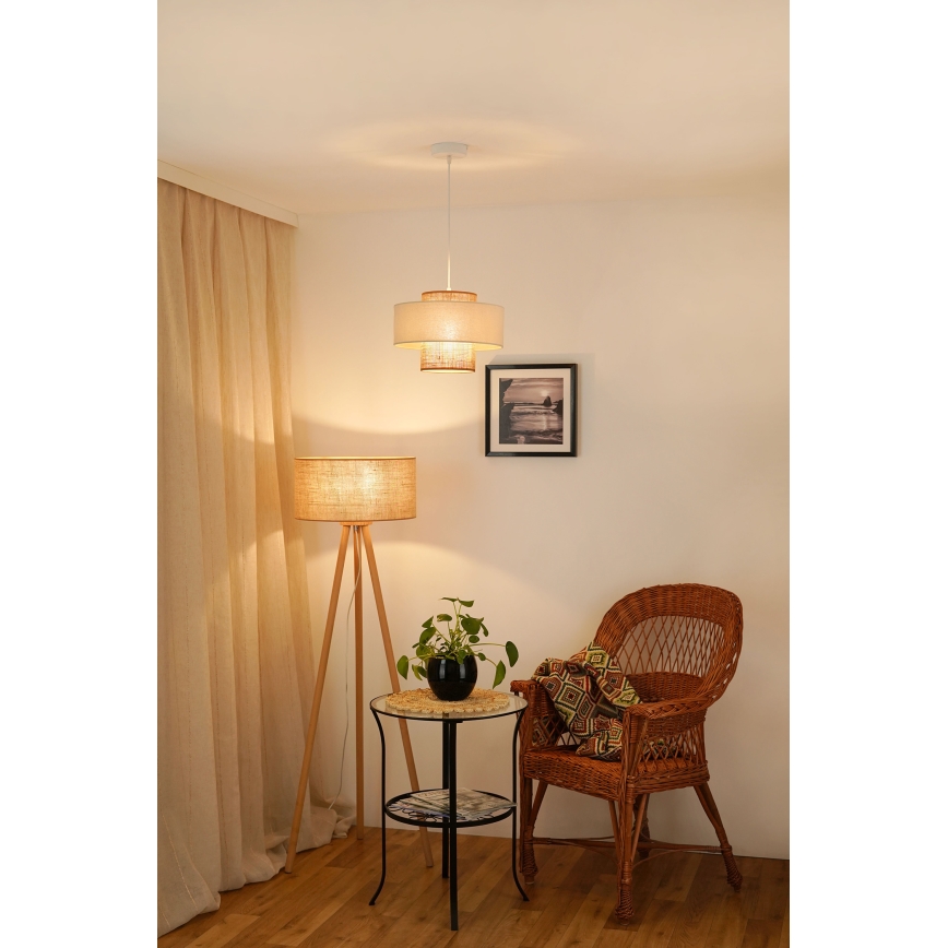 Brilagi - Hanglamp aan kabel DALLAS 1xE27/15W/230V Ø 30 cm bruin/crème/wit