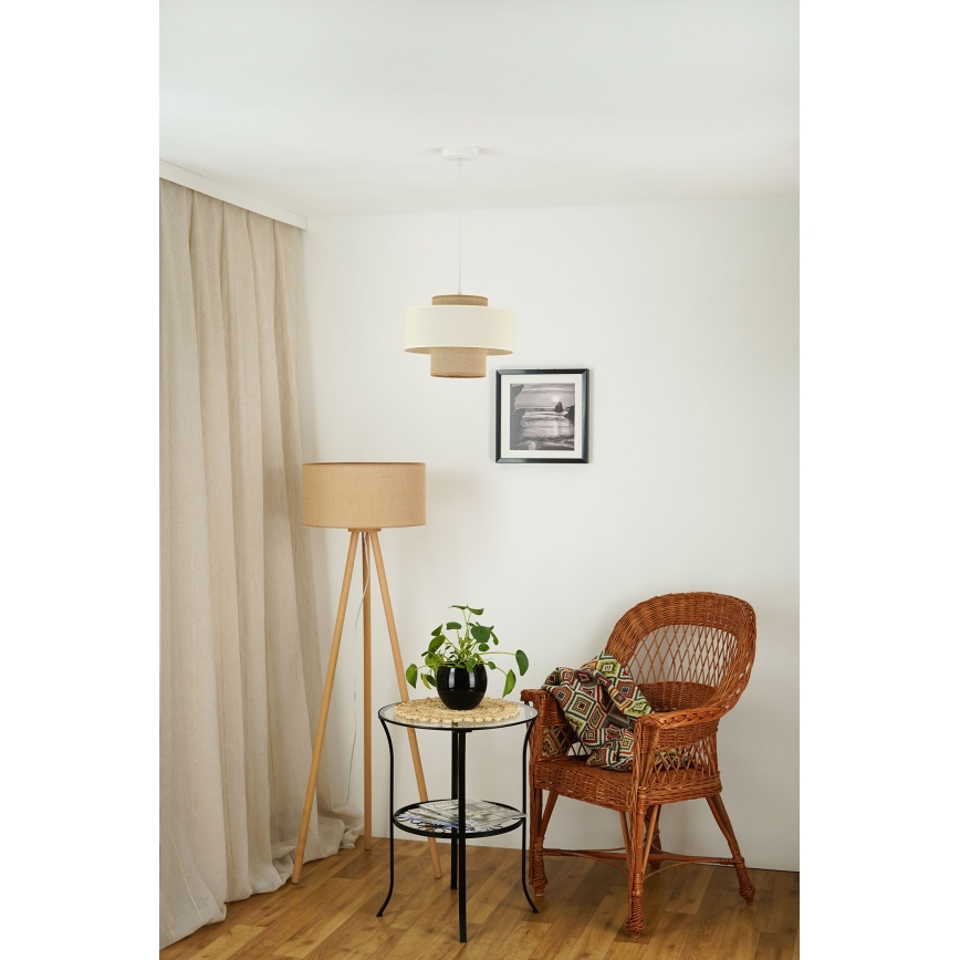 Brilagi - Hanglamp aan kabel DALLAS 1xE27/15W/230V Ø 30 cm bruin/crème/wit