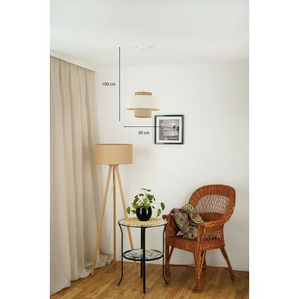 Brilagi - Hanglamp aan kabel DALLAS 1xE27/15W/230V Ø 30 cm bruin/crème/wit