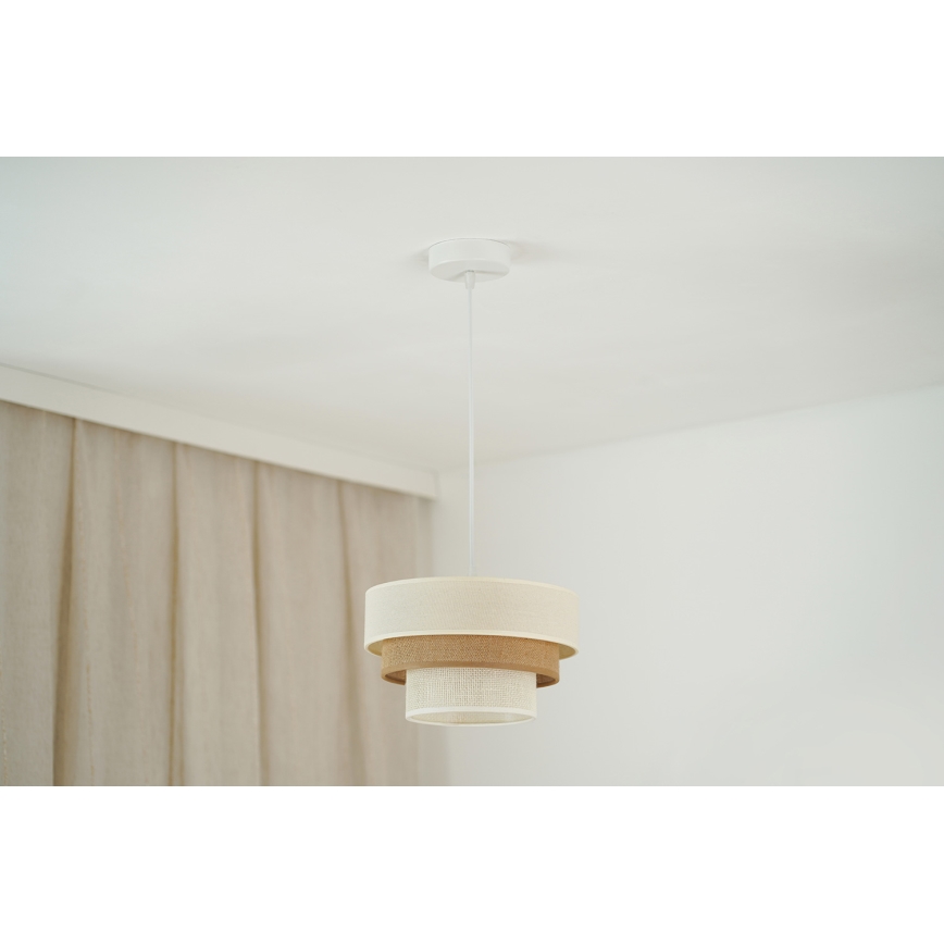 Brilagi - Hanglamp aan kabel DENVER LUNETA 1xE27/15W/230V Ø 25 cm beige/bruin/crème