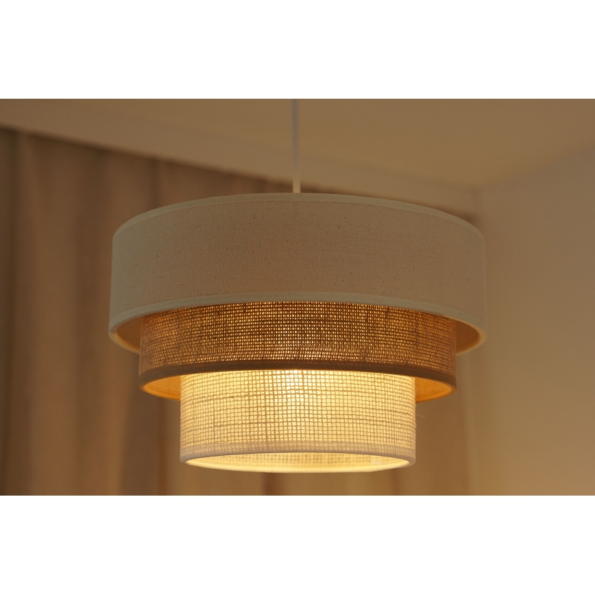 Brilagi - Hanglamp aan kabel DENVER LUNETA 1xE27/15W/230V Ø 25 cm beige/bruin/crème