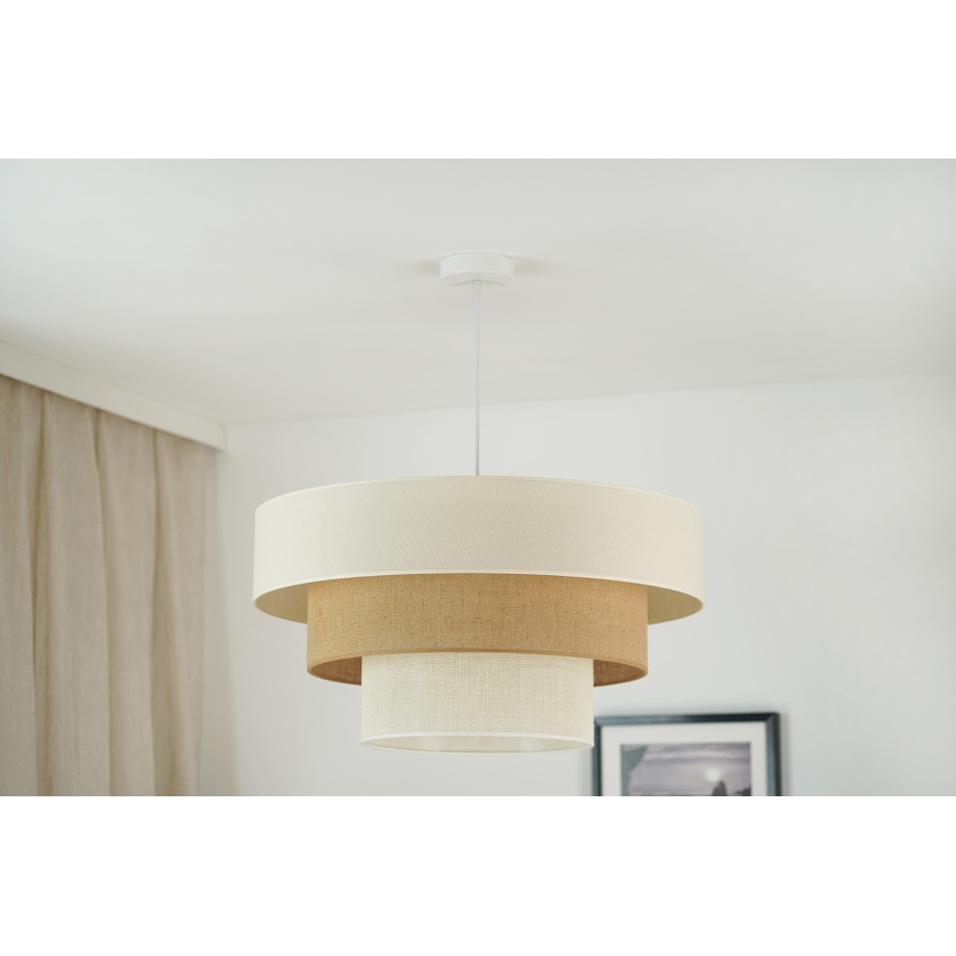 Brilagi - Hanglamp aan kabel DENVER LUNETA 1xE27/15W/230V Ø 60 cm beige/bruin/crème