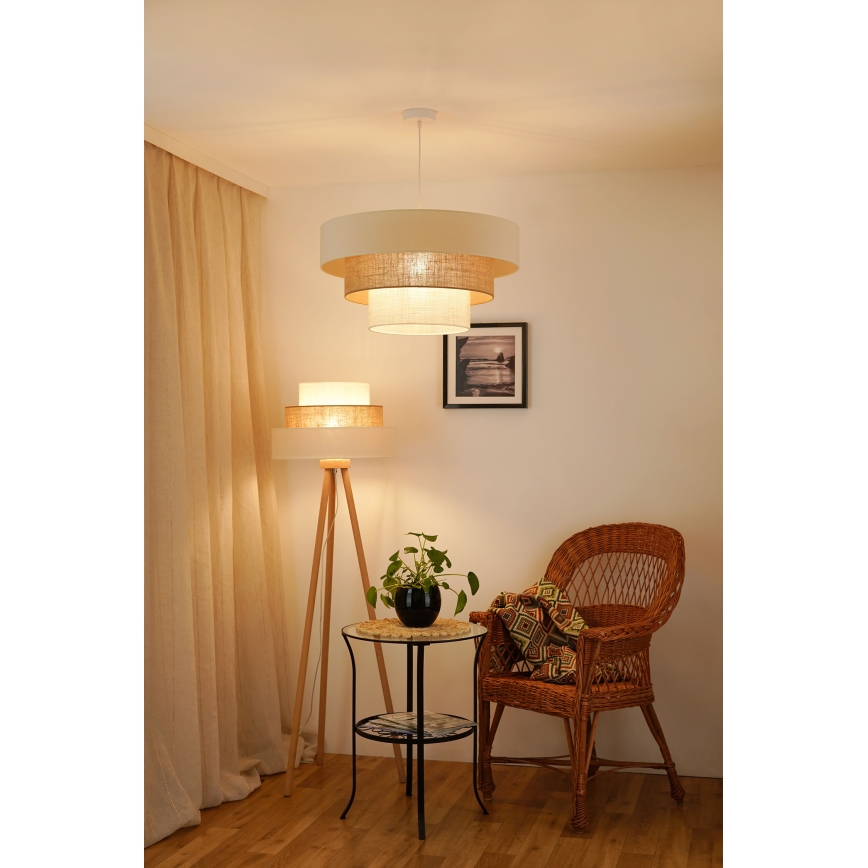 Brilagi - Hanglamp aan kabel DENVER LUNETA 1xE27/15W/230V Ø 60 cm beige/bruin/crème