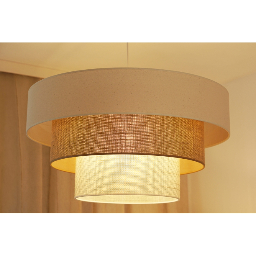 Brilagi - Hanglamp aan kabel DENVER LUNETA 1xE27/15W/230V Ø 60 cm beige/bruin/crème