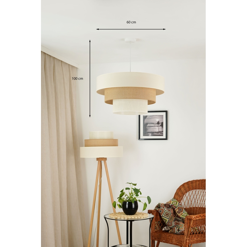 Brilagi - Hanglamp aan kabel DENVER LUNETA 1xE27/15W/230V Ø 60 cm beige/bruin/crème