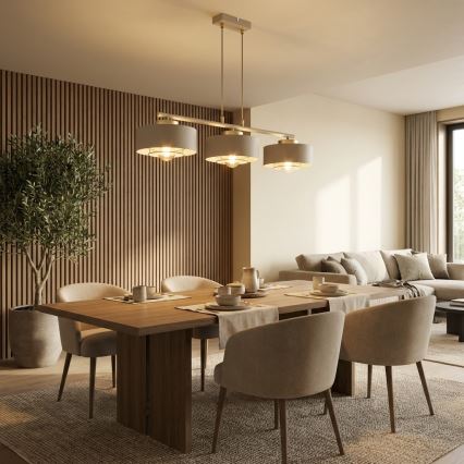 Brilagi - Hanglamp met kabel 3xE27/60W/230V beige/goud