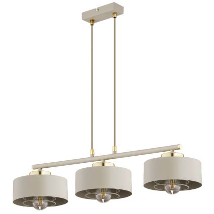 Brilagi - Hanglamp met kabel 3xE27/60W/230V beige/goud