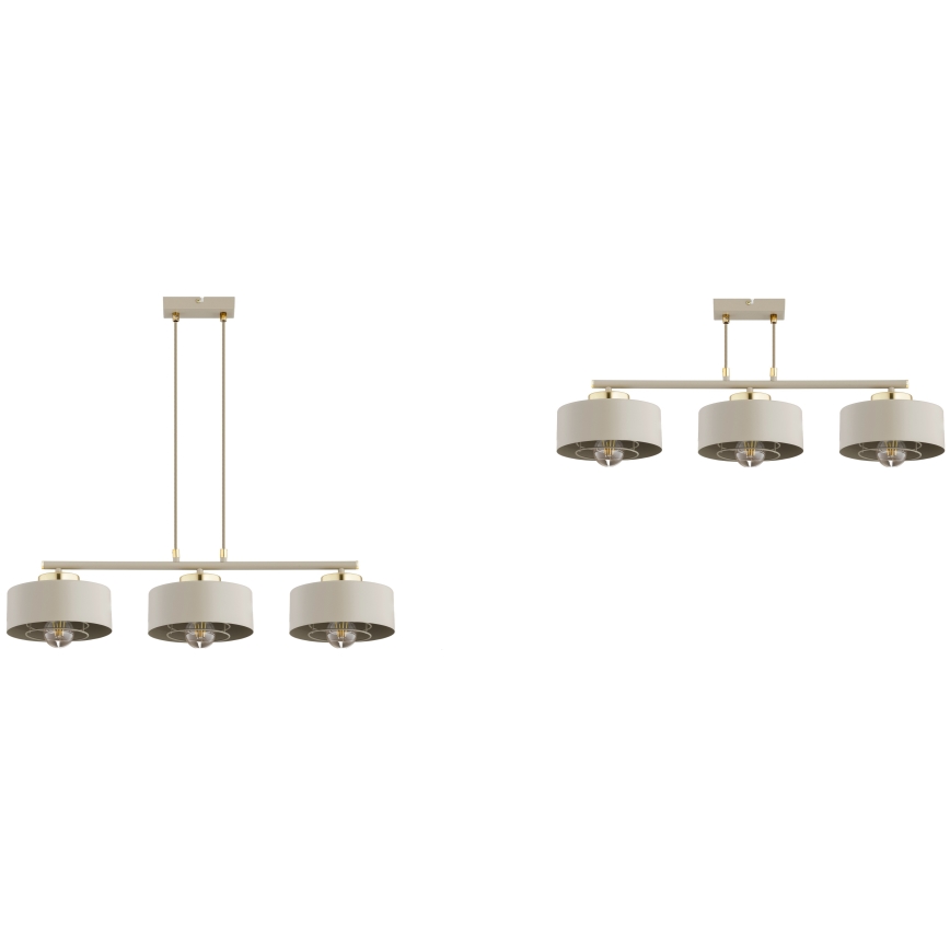Brilagi - Hanglamp met kabel 3xE27/60W/230V beige/goud