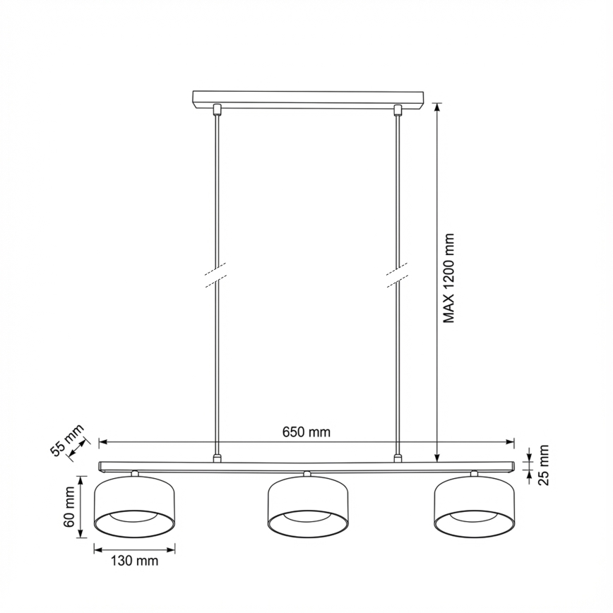 Brilagi - Hanglamp met kabel AURA LUX 3xGX53/30W/230V zwart/gerookt glas