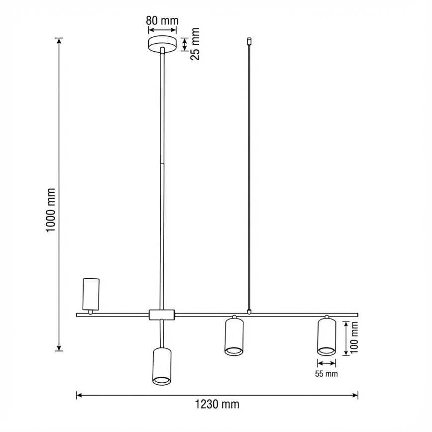 Brilagi - Hanglamp met kabel CRANE 4xGU10/30W/230V zwart