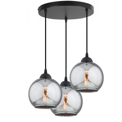 Brilagi - Hanglamp met kabel DIOR 3xE27/60W/230V zwart/rookgrijs