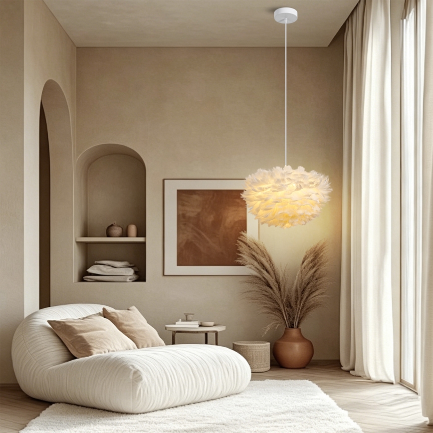 Brilagi - Hanglamp met kabel FEATHER 3xE27/40W/230V Ø 40 cm wit