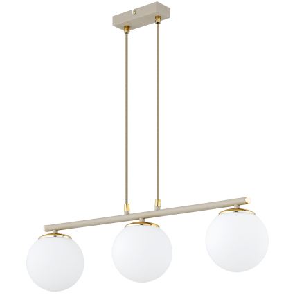 Brilagi - Hanglamp met kabel MILO ECRU 3xE27/60W/230V beige/goud
