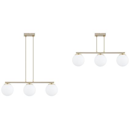 Brilagi - Hanglamp met kabel MILO ECRU 3xE27/60W/230V beige/goud