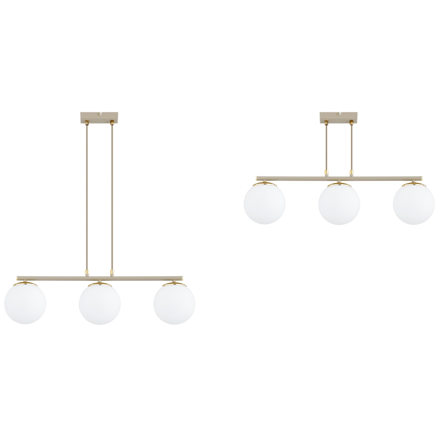 Brilagi - Hanglamp met kabel MILO ECRU 3xE27/60W/230V beige/goud