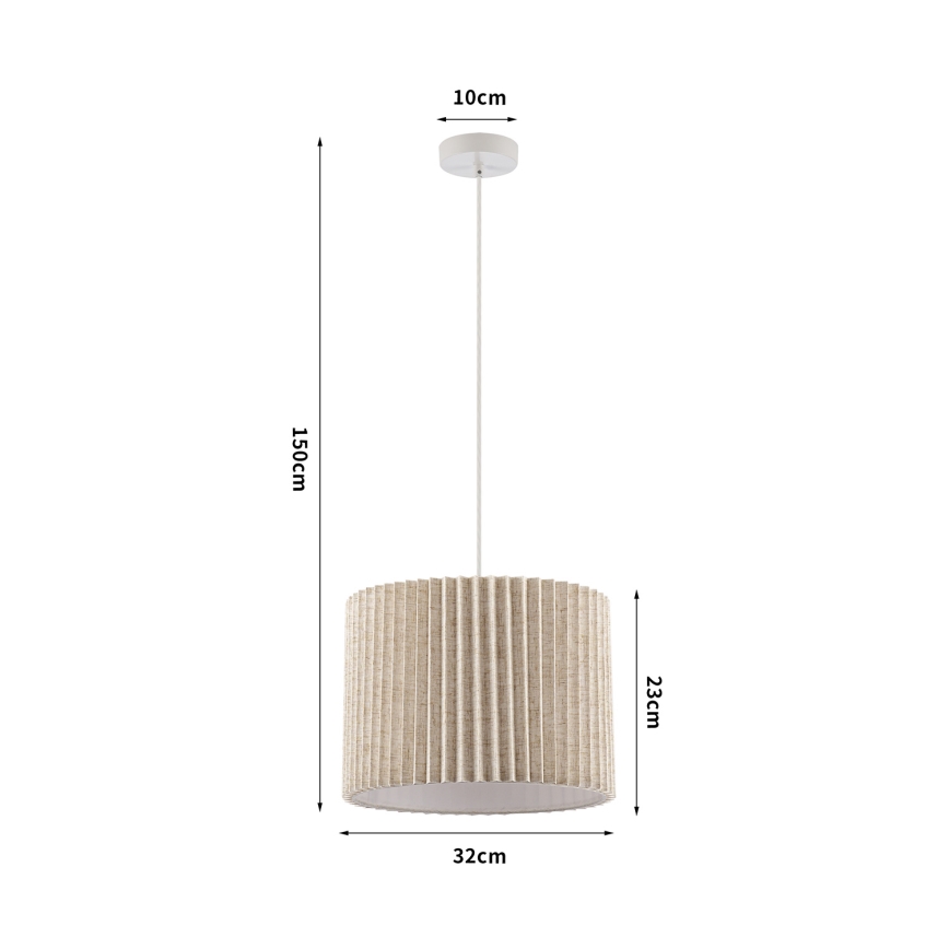 Brilagi - Hanglamp met kabel NORDIC WAVE 1xE27/15W/230V Ø 32 cm linnen/wit
