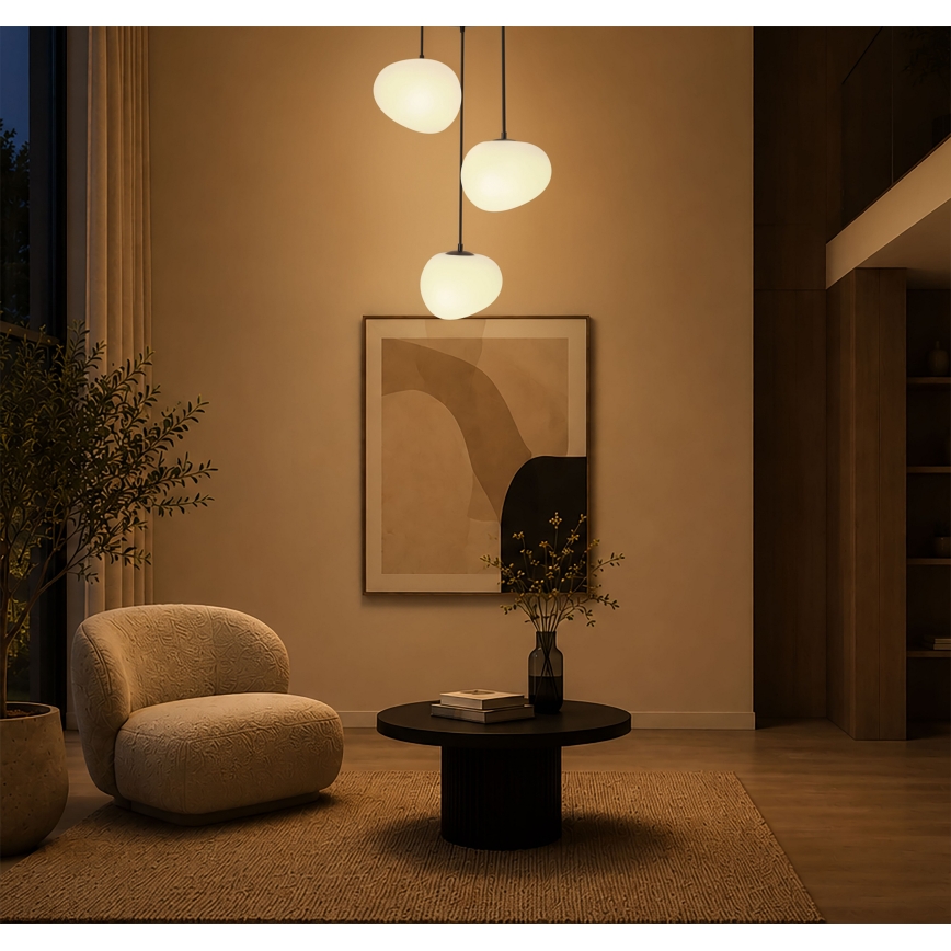 BRILAGI - Hanglamp met kabel PEBBLES 3xE27/40W/230V Ø 42 cm zwart