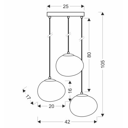 BRILAGI - Hanglamp met kabel PEBBLES 3xE27/40W/230V Ø 42 cm zwart