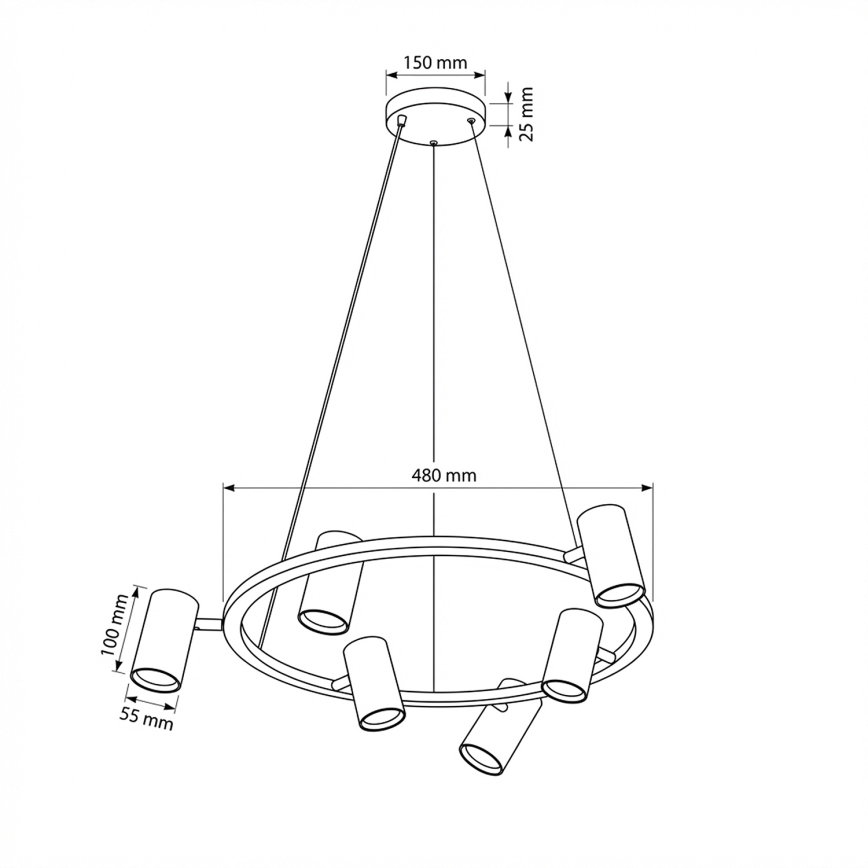 Brilagi - Hanglamp met kabel SELE 6xGU10/30W/230V zwart