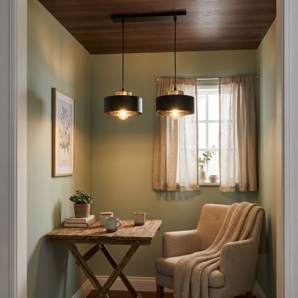 Brilagi - Hanglamp met kabel SPRING 2xE27/60W/230V zwart/goud