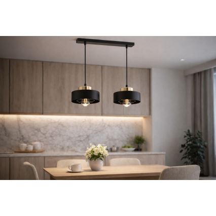 Brilagi - Hanglamp met kabel SPRING 2xE27/60W/230V zwart/goud