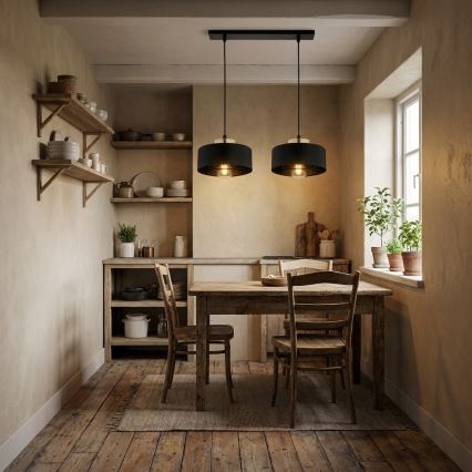 Brilagi - Hanglamp met kabel SPRING 2xE27/60W/230V zwart/goud