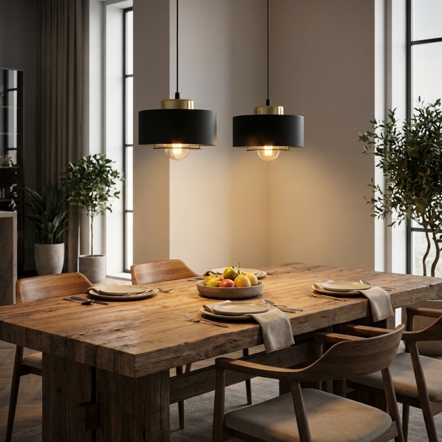 Brilagi - Hanglamp met kabel SPRING 2xE27/60W/230V zwart/goud