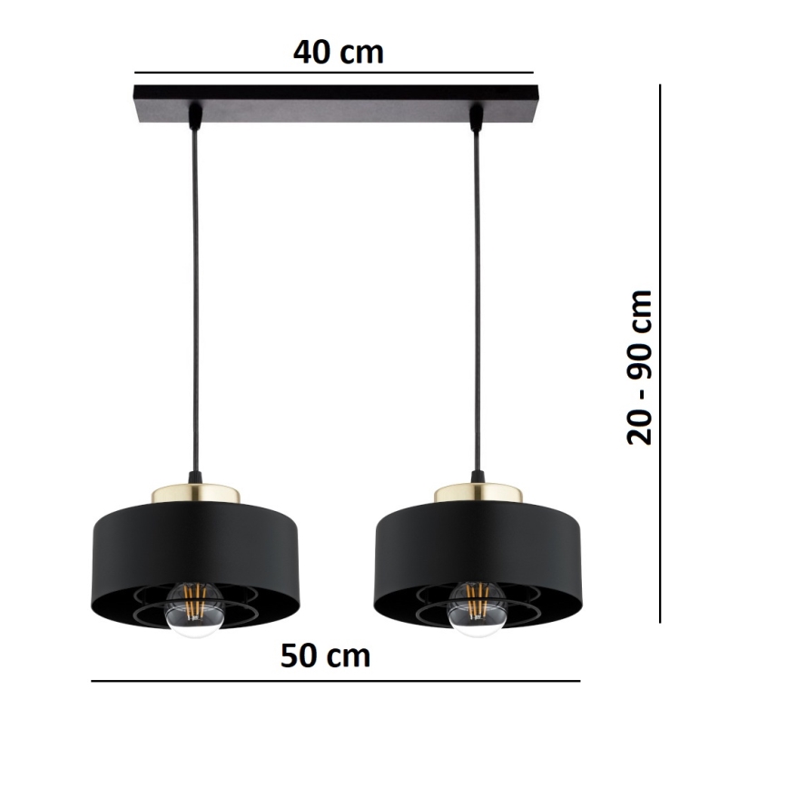 Brilagi - Hanglamp met kabel SPRING 2xE27/60W/230V zwart/goud