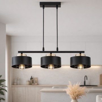 Brilagi - Hanglamp met kabel SPRING 3xE27/60W/230V zwart/goud