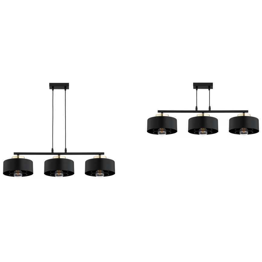 Brilagi - Hanglamp met kabel SPRING 3xE27/60W/230V zwart/goud